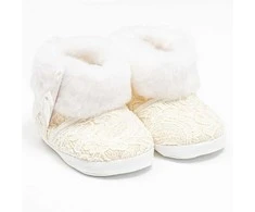 Kūdikių žieminiai nėriniuoti batai New Baby 0-3 m smėlio spalvos, dydis 0-3 m, 116/122