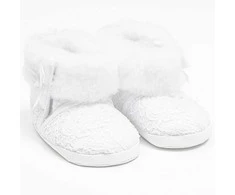 Kūdikių žieminiai nėriniuoti bateliai New Baby 3-6 m balti, dydis 3-6 m, 3-6 m