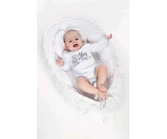 Prabangus lizdelis su pagalvėle ir antklode „New Baby“ iš „Minky mėlynas“