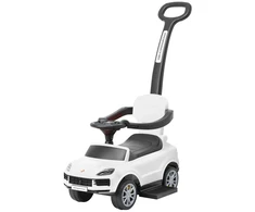 Milly Mally Porsche Cayenne baltas ride-on car with guide rod