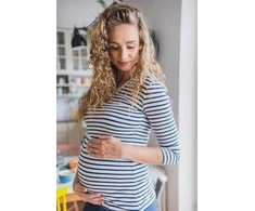 Nėščiųjų ir žindymo marškinėliai Milk Shirt milk &amp; love baltos ir mėlynos juostelės, S, S dydis