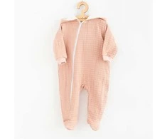 New Baby Baby Muslin Jumpsuit su gobtuvu Nauji Baby Comfort drabužiai rožiniai, 74 (6-9m), 74 (6-9m) dydis