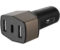 Nillkin Celerity automobilinis įkroviklis – 2x USB-A + 1x USB-C, 32W (auksinis)