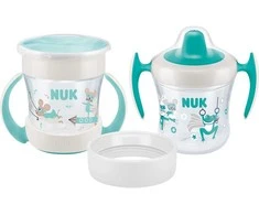 NUK Mini Cups 360° kūdikio puodelis su neutraliu dangteliu