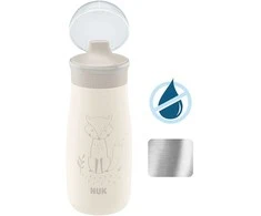 NUK Mini-Me Sip Stainless Steel Baby Bottle, 300 ml smėlio spalvos