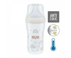 NUK Perfect Match temperatūros kontrolės kūdikių buteliukas 260 ml baltas