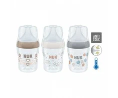 NUK Perfect Match temperatūros kontrolės kūdikių buteliukas 150 ml pilkos spalvos