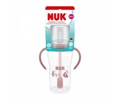 NUK Perfect Match lavinamasis kūdikių buteliukas su šiaudeliu MEŠKIUKAS 260 ml