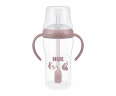 NUK Perfect Match lavinamasis kūdikių buteliukas su šiaudeliu MEŠKIUKAS 260 ml