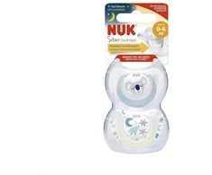 NUK Star Day and Night čiulptukas 0-6 m 2vnt/BOX berniukas, dydis 0-6 m, 0-6 m