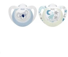 NUK Star Day and Night čiulptukas 0-6 m 2vnt/BOX berniukas, dydis 0-6 m, 0-6 m