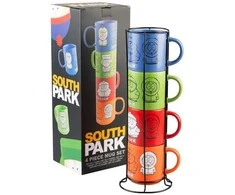 Other Brand Pietų parkas - 4 keraminių puodelių su stovu rinkinys, 300 ml