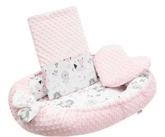 Prabangus Minky pink lizdelis su pagalve ir antklode New Baby