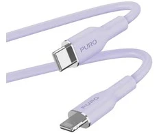 PURO ICON minkštas laidas – USB-C ir Lightning kabelis MFi 1,5 m (Tech Lavender)