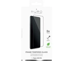 PURO rėmo grūdintas stiklas – Oppo A94 5G grūdintas stiklas, apsauginis stiklas (juodas rėmas)