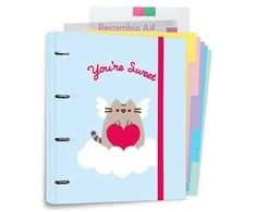 Pusheen - Purrfect Love kolekcija A4 segtuvas su kortelėmis (4 žiedai, elastinė juosta)