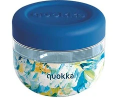 Quokka Bubble Food Jar - Plastikinė maisto talpa / priešpiečių dėžutė 500 ml (Mėlyna Peonies)