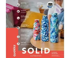 Quokka Solid su dirželiu – nerūdijančio plieno termo butelis 510 ml su dirželiu (garstyčios)