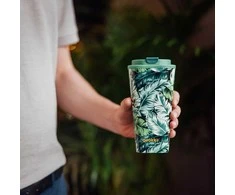 Quokka Vaso Cafe Doble Pared - Plastikinis puodelis su dvigubomis sienelėmis 450 ml (Jungle)