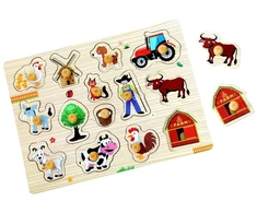 Rappa 2Kids Toys medinė dėlionė „Ūkis“, 14 detalių