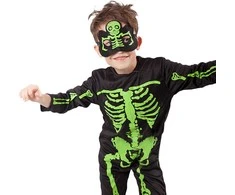 Rappa Vaikiškas kostiumas - NEONINIS skeletas (M)