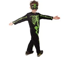Rappa Vaikiškas kostiumas - NEONINIS skeletas (S)
