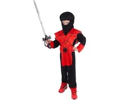 Rappa Vaikiškas kostiumas - raudonas NINJA (M)