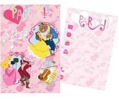 Rappa Disney princesės vakarėlio rinkinys 5 kvietimai 5 vokai