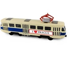 Rappa Metalinis čekiškas retro tramvajus mėlynas 16 cm PRAHOS