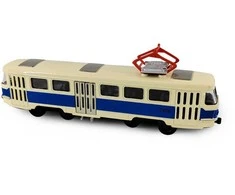 Rappa Metalinis čekiškas retro tramvajus mėlynas 16 cm šviesos garsas