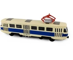 Rappa Metalinis čekiškas retro tramvajus mėlynas 16 cm šviesos garsas