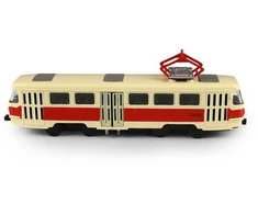 Rappa Metalinis čekiškas retro tramvajus, raudonas, 16 cm, šviesa ir garsas