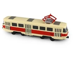 Rappa Metalinis čekiškas retro tramvajus, raudonas, 16 cm, šviesa ir garsas