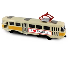 Rappa Metal Czech retro tram yellow 16 cm PRAGUE
