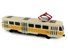 Rappa Metalinis čekiškas retro tramvajus geltonas 16 cm šviesos garsas
