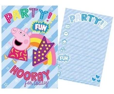 Rappa Peppa Pig vakarėlio rinkinys 5 kvietimai 5 vokai