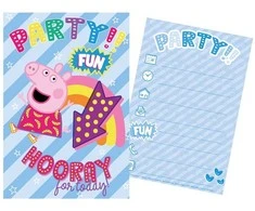 Rappa Peppa Pig vakarėlio rinkinys 5 kvietimai 5 vokai