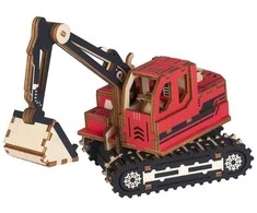 Rappa Woodcraft 3D dėlionė Ekskavatorius raudonas