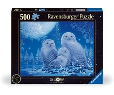 Ravensburger Tamsoje šviečianti dėlionė, 500 detalių: Pelėdos mėnesienoje