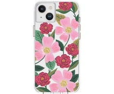 Rifle Paper Skaidrus šautuvų popierius – aukso spalvos dėklas skirtas iPhone 14 Plus (Rose Garden)