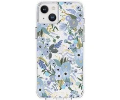Rifle Paper Skaidrus šautuvų popierius – dėklas, skirtas iPhone 14 Plus (Garden Party Mėlyna)