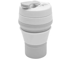 Silikoninis sulankstomas puodelis 350 ml 2-in-1 New Baby - pilkas