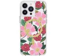 Skaidrus Rifle Paper „MagSafe“ – aukso spalvos dėklas skirtas „iPhone 14 Pro Max“ („Rose Garden“)