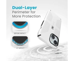 Dėklas Speck Candyshell Grip MagSafe - iPhone 17e / 16e / 15 / 14 / 13 Case (Baltas / Juodas)