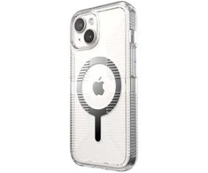 Speck Gemshell Grip + MagSafe – dėklas, skirtas iPhone 16e / iPhone 15 / iPhone 14 / iPhone 13 (Clear / Chrome Finish)