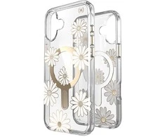 Speck Presidio Lux ClickLock &amp; MagSafe – dėklas, skirtas iPhone 16 Plus (Sunshine Daisies / skaidrus / auksinis)