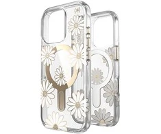 Speck Presidio Lux ClickLock &amp; MagSafe – dėklas, skirtas „iPhone 16 Pro“ („Sunshine Daisies“ / skaidrus / auksinis)