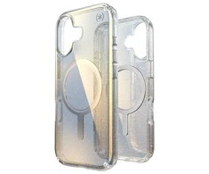 „Speck Presidio Lux MagSafe“ dėklas, skirtas „iPhone 17“ (hiperveidrodžio blizgučiai / sidabrinis metalinis)