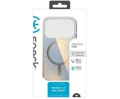 „Speck Presidio Lux MagSafe“ dėklas, skirtas „iPhone 17 Pro“ (hiperveidro blizgesio / metalinio sidabro spalvos)