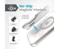 Dėklas Speck Presidio Perfect-Clear ClickLock &amp; Magsafe do iPhone 15 Plus / iPhone 14 Plus (Clear / Chrome Finish / Serene Sidabrinis)